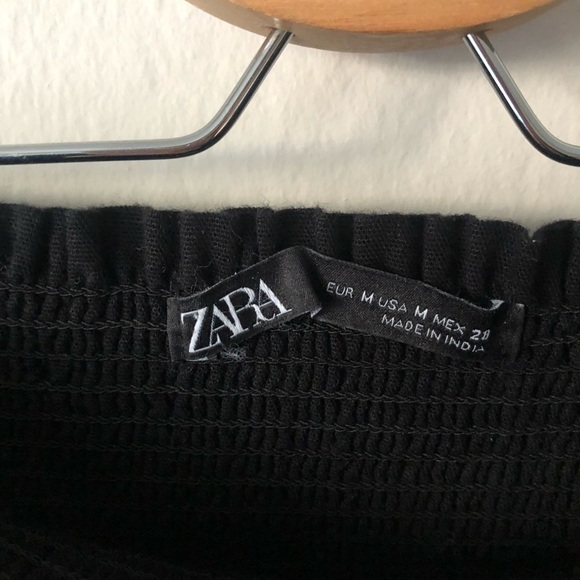 Zara Linen Peplum Strapless Top in Black M - Picture 5 of 7